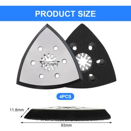 Pmueuff Schleifplatten Set, 4 Stück 93mm Schleifplatte Dreieck mit 6 Löchern Dreieck-Schleifpad Multitool Schleifaufsatz Fein Schleifplatte für Holz Metall Hartplastik Putz Schleifen Entrosten