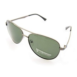 HAND 1362 Polarized Unisex Aviator Sunglasses - Metal Frame - Width at Temples 138 mm - 100% UV400 Protection - Dark Metallic Frame with Green Grey Lenses