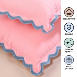 Folkulture Throw Pillow Covers for Couch, 20x20 Decorative Couch Pillows for Living Room, 100% Cotton Boho Pillow Case or Cute Outdoor Pillows, Farmhouse Pillow Covers or Accent Throws (Laguna Blush)