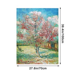 Puzzle 2000 Pieces Adult Pink Peach Tree in Blossom by Vincent Van Gogh 39.4 x 27.6 Inch Puzzles for Adults Classic Puzzles 2000 Pieces Adults Van Gogh Puzzles Adults