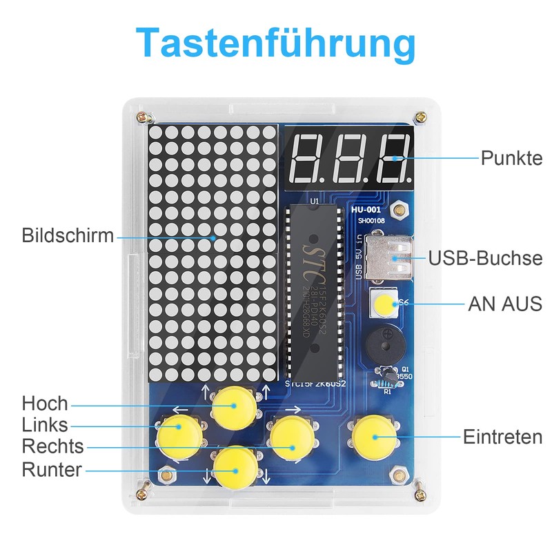 DIY Game Console Handset with Acrylic Casing, Soldering Practice Kit,