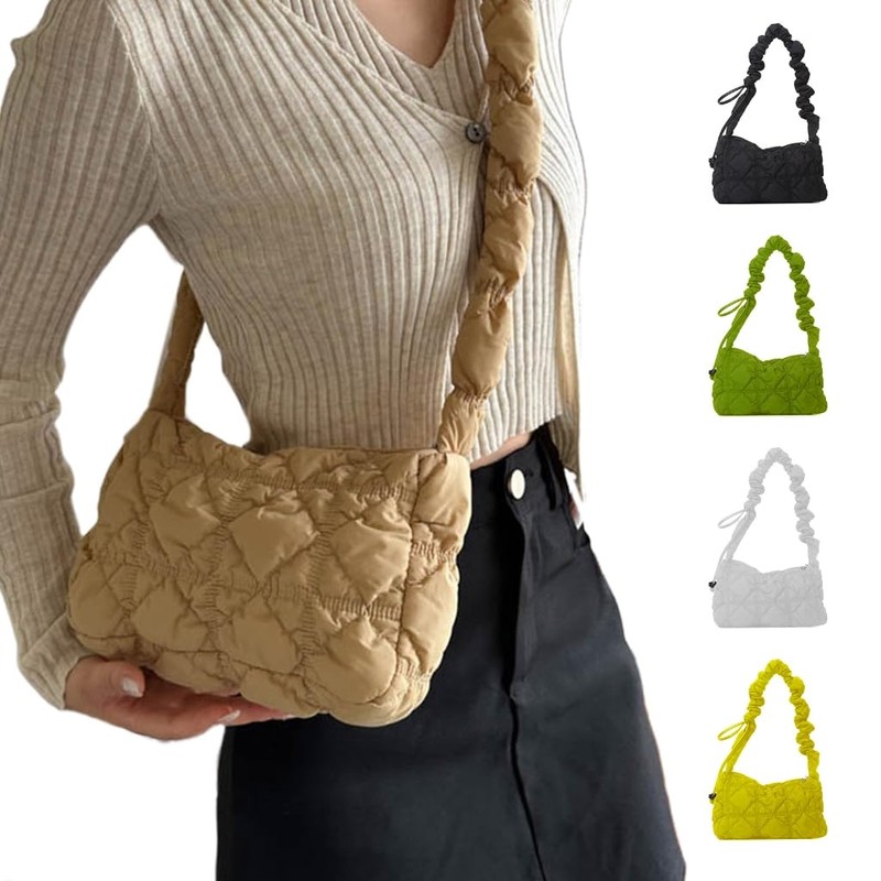 TQUXNGA Pleated Shoulder Bag, Underarm Shoulder Bag, Quilted Handbag Purse,