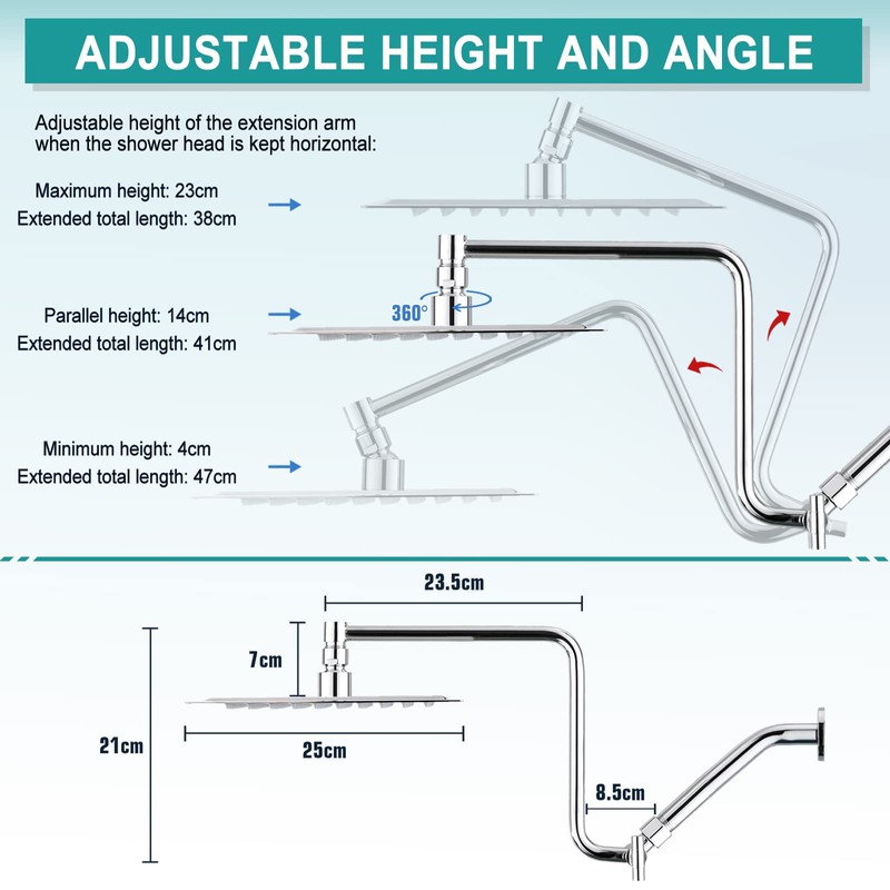 10" High Pressure Rainfall Shower Head with Handheld Combo, Upgrade