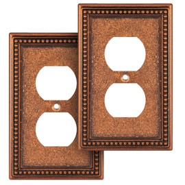 Henne Bery Raised Pearls Decorative Wall Plate Switch Plate Outlet Cover (Single Duplex 2PK, Sponged Copper)
