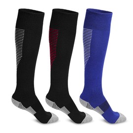 3 Pairs Soccer Socks, Sport Knee High Socks Calf Compression Athletic Socks for Adult Men and Women Football, Running (AU, Numeric, 5, 11, Regular, Regular, Style 2-3 Pairs)