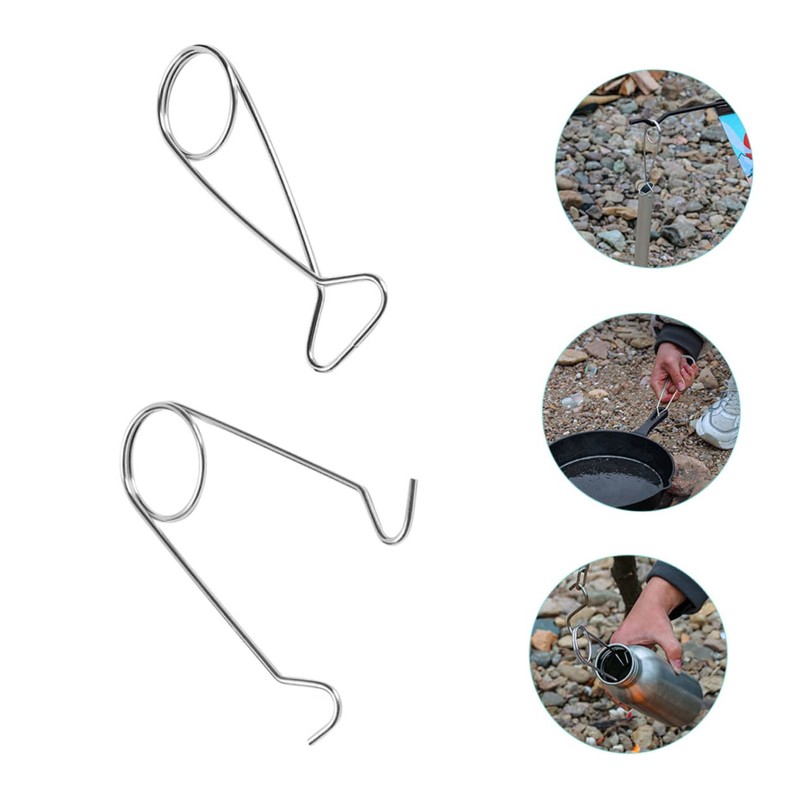 Kisangel 2sets Fish Mouth Spreaders Bottle Hanger Stainless Steel Camping