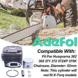 Adefol 52mm Cylinder Piston Kit for Husqvarna 372XP 371 365 362 375K Big Bore...