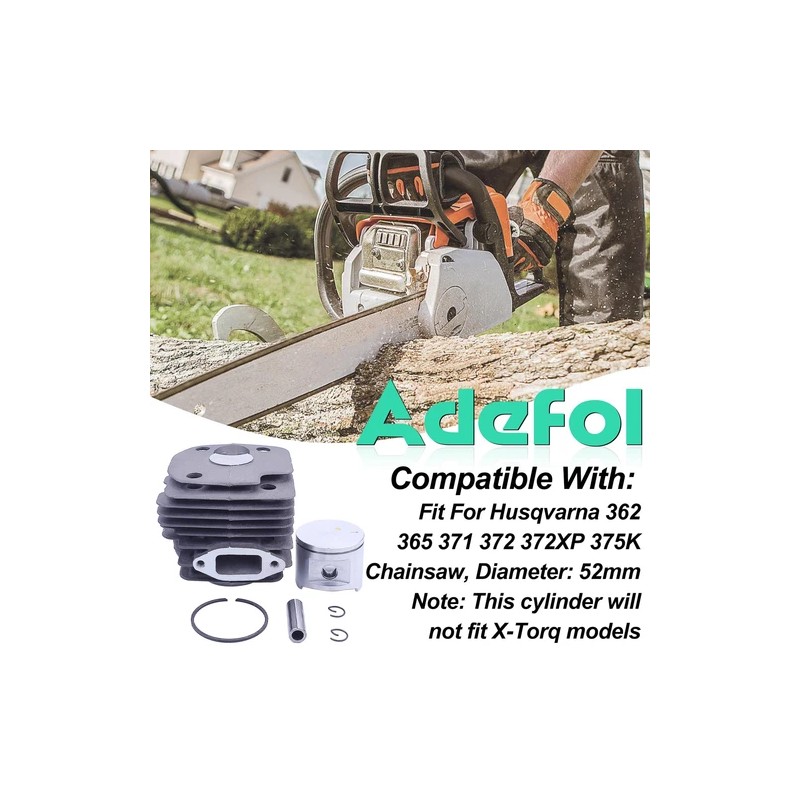 Adefol 52mm Cylinder Piston Kit for Husqvarna 372XP 371 365