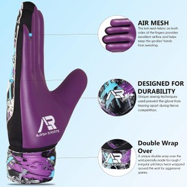 Arsh Sports 2Pack Goalkeeper Gloves for Kids, Youth and Adult Football Soccer Goalie Gloves with 4-mm Latex Spine & Double Wrist Protection (Purple, Size 4 Suitable for 6 to 9 Years Old)