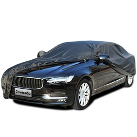 Coverado Car Covers for Automobiles All Weather Waterproof, Black Car Cover Outdoor Full Exterior Covers Snow Rain Dust UV Protection, Waterproof Car Cover Universal Fit for Sedan (201"-210")