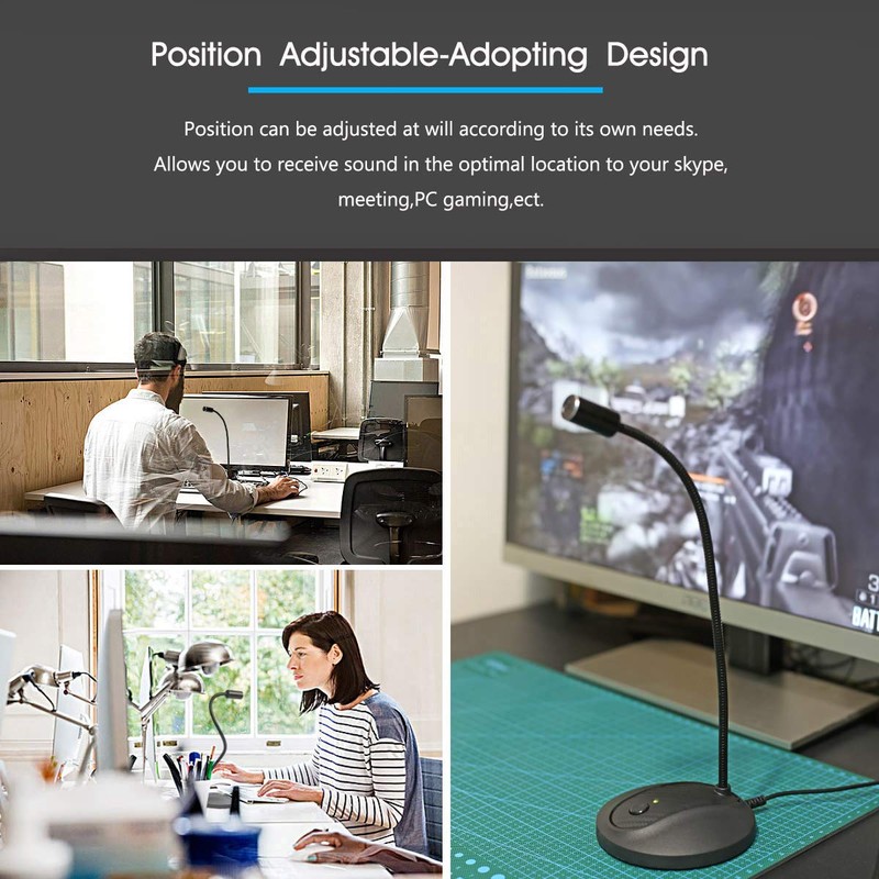 JOUNIVO USB Microphone, 360 Degree Adjustable Gooseneck Design, Mute Button