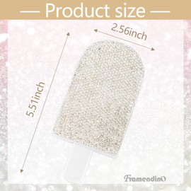 Framendino, Metal Handheld Mirror Bling Glitter Cosmetic Dazzling Portable Hand Mirrors with Hair Brush for Women White