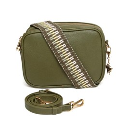 Alice Wheeler Soho Duel Compartment Camera Cross Body Bag with 2 Straps and Bee Attachment Shoulder Bag for Ladies (Olive)