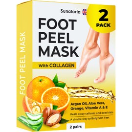 SUNATORIA Foot Peeling Mask - 2 Pack - Dermatologically Tested Foot Exfoliator - Instant Feet Scrubber Dead Skin, Callus Remover, Dry Cracked - Foot Peel Mask make Soft Baby Feet (Orange)