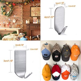 Adhesive Hooks Hat Hooks Hanger, Strong Waterproof Stainless Steel Wall Hangers Sticky Hooks for Hanging Bathroom Kitchen Stick on Wall Hooks-16 Packs