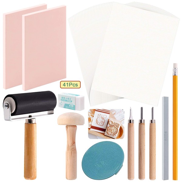 Keadic 41 Pcs Rubber Stamp Making Kit, Including 2 Rubber