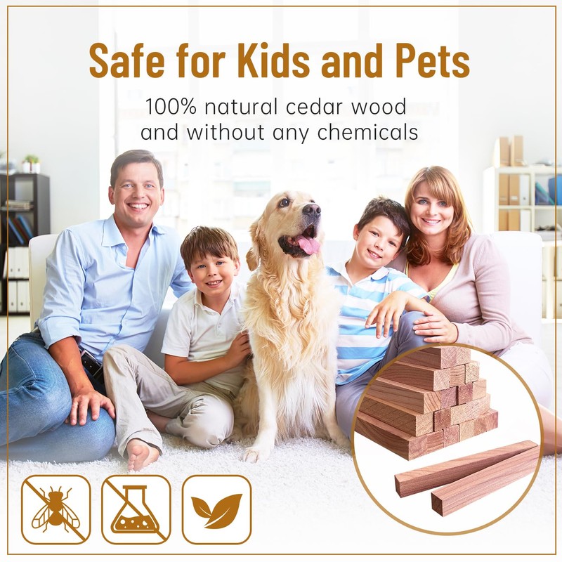 Sharkwoods Cedar Blocks for Clothes Storage 60 Pcs, Cedar Sticks