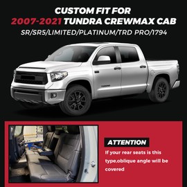 FREESOO Tundra 2007-2021 Full Set Seat Covers Faux Leather, Custom Fit for Toyota Tundra Crewmax Cab, Truck Seat Covers BlackRed