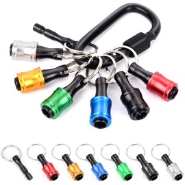 Fixinus 6-Piece 1/4 Inch Hex Shank Aluminium Alloy Screwdriver Bit Holder, Drill Extension Bar Holder Adapter with Keychain, Quick Change Bit Holder for Electric Screwdrivers and Drills