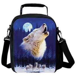 GOXUNYUAN Lunch-Taschen, Aufbewahrung Lunch Tote Wasserdicht Wiederverwendbar Tragbar Bag, für Jungen und Mädchen Blauer Wolf