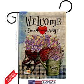 Sweet Home My Happy Place Burlap Garden Flag Set with Stand Expression Flower Vintage Rustic Everyday Floral Classic Small Decorative Gift Yard House Banner Double-Sided Made In USA 13 X 18.5