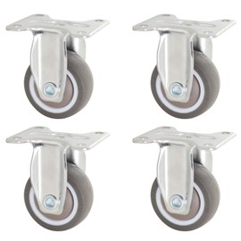 Dr.Luck 1.25inch Small Caster Set,Rigid Low Profile Caster,Soft Rubber TPE Fixed Wheels with Ball Bearing,Mini Wheels for Cart,Top Plate Furniture Wheels,Pack of 4,Total Capacity 113Lb/51.2Kg