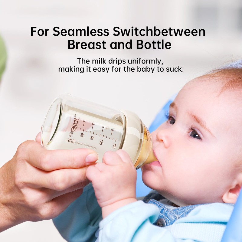 Natural Nursing Glass Baby Bottle - with Anti-Colic Vent System