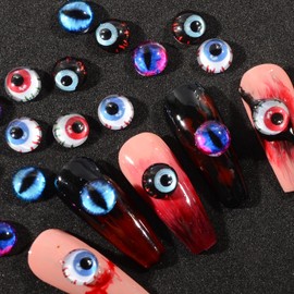 QIMYAR 50 Pcs 3D Devil Eyes Acrylic Nail Charms Eyeball Nail Art Rhinestones Cool Y2K Style Animal Eyes Beads Decoration for DIY Manicure Scrapbooking Embellishments (Mixed Color 02)