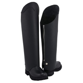 Milwaukee Leather MLM5556 Unisex Black Leather Tall Half Chaps with Back Zipper - 3X-Large