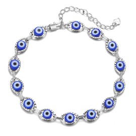 Evil Eye Bracelet for Women Dainty ojo Luck Bracelet 14K Gold Plated Cute Beaded Bracelet for Girls (D)