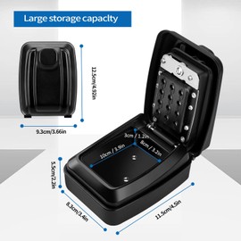 Key Safe Wall Mounted Police Approved,Key Lock Box Outdoor,Large Key Lock Box with Resettable 12-Digit Code Key Safe Box with Weatherproof Cover for Outside Home Garage Office & School