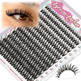 Fyonas Flora Lash Clusters Wispy Eyelash Clusters 132Pcs D Curl Cluster Eyelash Extensions Natural Look 8-16mm Thick Individual Lashes with Soft Thin Band DIY at Home (Girls Party)