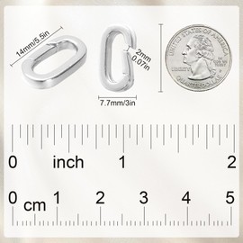 10 Pcs 18K Sliver Oval Clasp Spring Claps Connector Necklace Connector Spring Clasps Keychain Carabiner Lock Clasps for DIY Jewelry Necklace Bracelet Making Key Rings