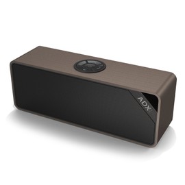Audio Dynamix® Fusion V3, Aluminium Stereo Bluetooth V4.0 Speaker with NFC pairing- Coffee. High power speaker with long playtime and dual bass diaphragms. Compatible with all Apple, Android, Windows devices