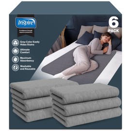 Inspire Underpads | Stain Hiding Gray - Reusable Incontinence Bed Pads Waterproof Mattress Pad | Disposable Bed Pads for Adults Pee Pads | Incontinence Pads for Beds, Dog Pads (34 X 36 - 6 Pack)