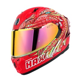 HAX Obsidian Pro Full Face Dual Visor Adult Motorcycle Helmet for Motorbike Street Bike with Pinlock Ready DOT Approved Slyer Red XXL