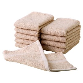 Hotel Hand Set of 10 Hand Towels, Made in Japan, Senshu Towel (Approx. 12.6 x 13.0 inches (32 x 33 cm), Beige