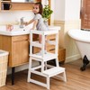 Kids Kitchen Step Stool for Kids with Safety Rail,Solid Wood