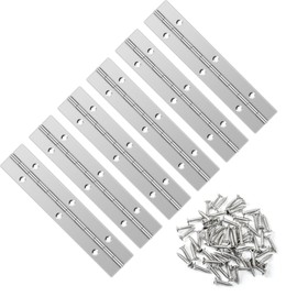 YHNTGB 6 PCS 6 Inch Stainless Steel Piano Hinge Heavy Duty with 36 Pcs Screws for Cabinets Boat Marine Door DIY Woodworking Storage Box Hatche Furniture Hardware Silvery