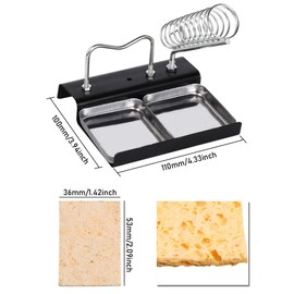 TorSor Soldering Iron Holder Spring Stand Rack Base Organizer with 2 Steel Slots and 10 Cleaning Sponge Cleaner for Soldering Iron Station Kit Pencil Gun Solder Tip Container
