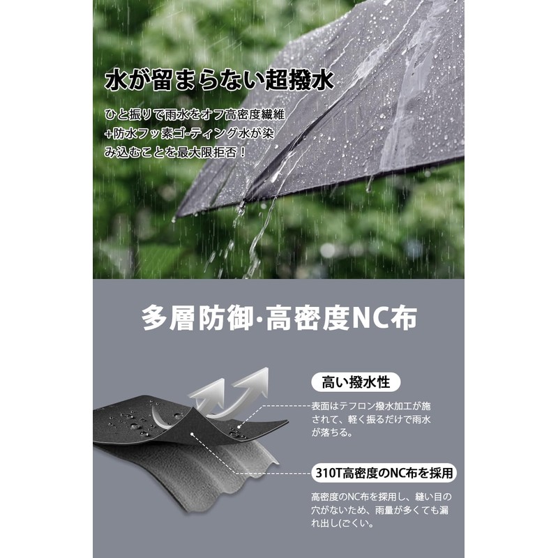 HINOKAZE Folding Umbrella, One-Touch, Automatic Open/Close, Men's, 9.1 oz (260