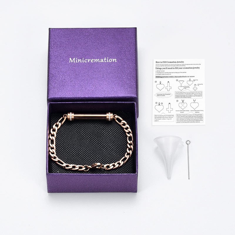 Minicremation Cylinder Cremation Urn Bracelet for Ashes Stainless Steel Memorial