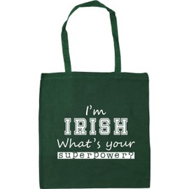 Hippowarehouse I'm Irish What's Your Superpower? Tote Shopping Gym Beach Bag 42cm x38cm, 10 litres
