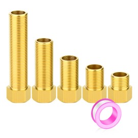 GASHER 5PCS Extension Brass Pipe Fitting, 1/2" Female to 1/2" Male Pipe Hex Bushing Adapter Converter Adapter, 30mm/40mm/50mm/70mm/100mm