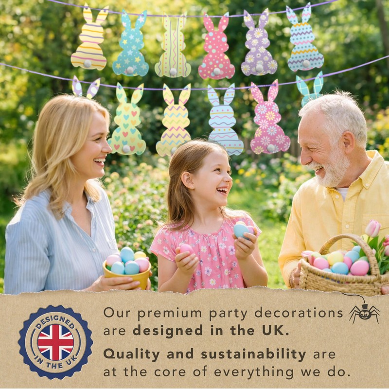 Premium Reusable Easter Decorations – Bunny Bunting Garland, Egg Hunt