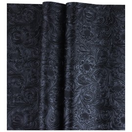Solid Color Embossed Faux Leather Sheets 12 "x53" (30cm x 135cm) Embossed Texture Leather Fabric, Widely Used in Leather Earrings, Keychains, Sewing DIY Projects ﻿ (Black)