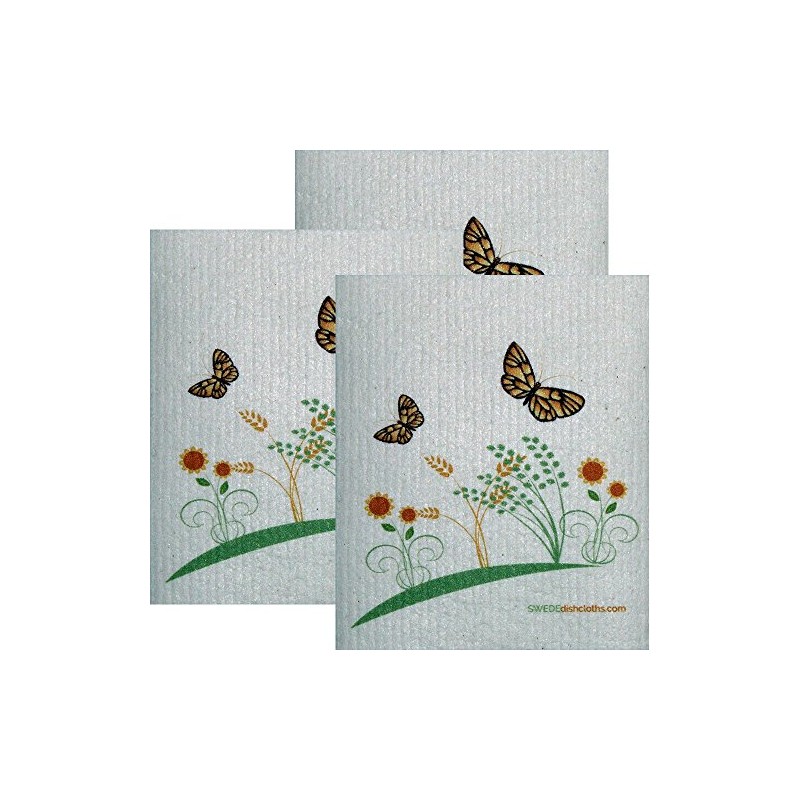 2 Spring Butterflies Set of 3 Each Swedish Dishcloths |
