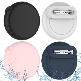 4 Pack Waterproof AirTag Holder for Kids, Air Tag Silicone Case with Invisible Pin,Safe Hidden Lightweight GPS Tracker for Elderly, Luggage, Clothes, Backpack(Black, White, Pink, Dark Blue)