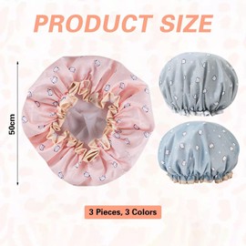 Pack of 3 Kitten Printed Shower Cap, Cute Cartoon Shower Cap, Bath Accessories, Waterproof Shower Cap, Bathroom Supplies