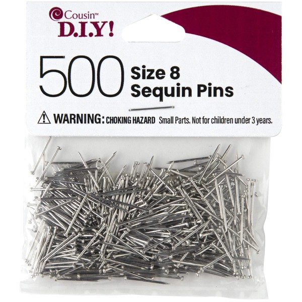 Cousin DIY Silver, Size 8, 500 Pieces Sequins Pins